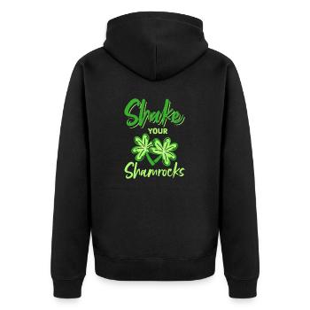 Lustige Irische Saint Patricks Day Shake Your - Unisex Premium Bio Zip Hoodie - Schwarz - Hinten - Nico (187cm)