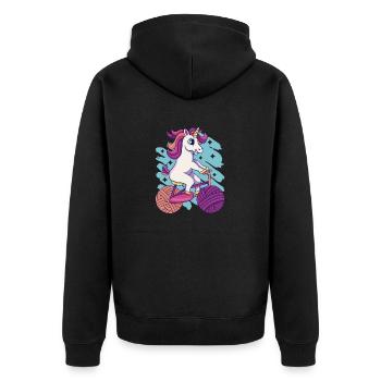 Licorne Vélo Licorne Laine Licorne Tricot - Veste à capuche bio Premium Unisexe - noir - Dos - Nico (187cm)