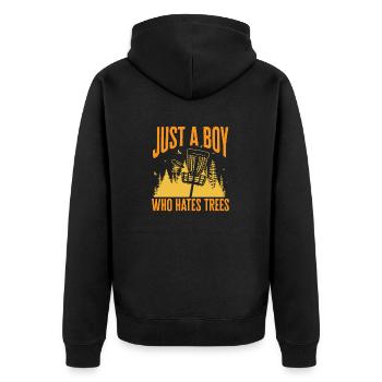 Discgolf Disc Golf Frisbee - Unisex Premium Bio Zip Hoodie - Schwarz - Hinten - Nico (187cm)
