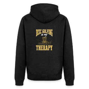 Discgolf Disc Golf Frisbee - Unisex Premium Organic Zip Hoodie - black - Back - Nico (187cm)