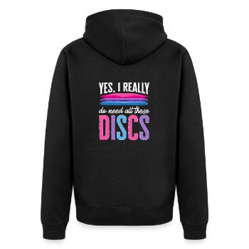 Discgolf Disc Golf Frisbee - Unisex Premium Organic Zip Hoodie - black - Back - Nico (187cm)