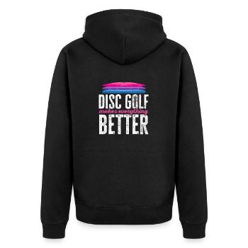 Discgolf Disc Golf Frisbee - Unisex Premium Organic Zip Hoodie - black - Back - Nico (187cm)