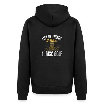Discgolf Disc Golf Frisbee - Unisex Premium Organic Zip Hoodie - black - Back - Nico (187cm)