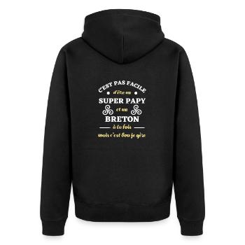 papy breton homme humour bretagne breizh cadeau - Veste à capuche bio Premium Unisexe - noir - Dos - Nico (187cm)