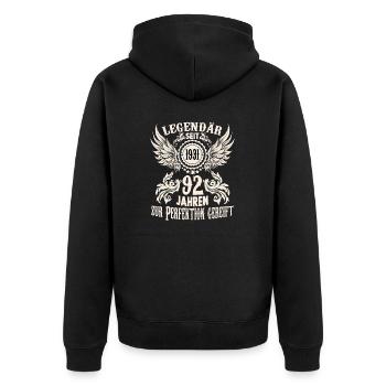 Legende 92 Jahre Geburtstags Shirt Sprüche Herren - Unisex Premium Bio Zip Hoodie - Schwarz - Hinten - Nico (187cm)