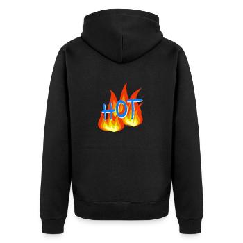 Flames Hot - Unisex Premium Organic Zip Hoodie - black - Back - Nico (187cm)