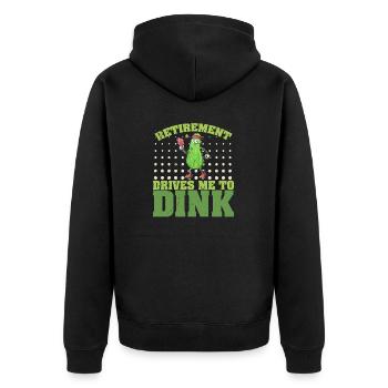 Pickelball Gurke Pickle Schläger Geschenk - Unisex Premium Bio Zip Hoodie - Schwarz - Hinten - Nico (187cm)