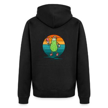 Pickle Gurke Pickelball Lustig Schläger - Unisex Premium Bio Zip Hoodie - Schwarz - Hinten - Nico (187cm)