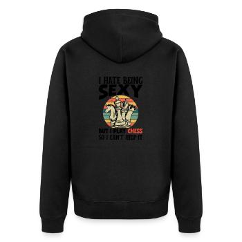 Schach Figuren Schachbrett Schachspieler Schach - Unisex Premium Bio Zip Hoodie - Schwarz - Hinten - Nico (187cm)