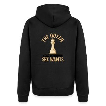 Schach Schachfigur - Unisex Premium Bio Zip Hoodie - Schwarz - Hinten - Nico (187cm)