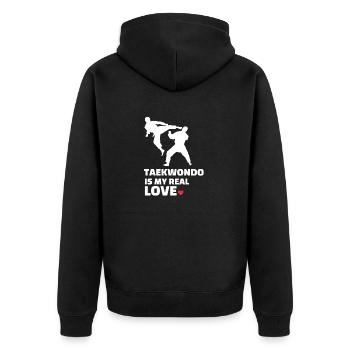 I love Taekwondo - Unisex Premium Organic Zip Hoodie - black - Back - Nico (187cm)