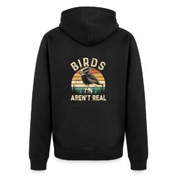 Lustige Retro-Vintage-Vögel sind keine echten Vogelspione - Unisex Premium Bio Zip Hoodie - Schwarz - Hinten - Nico (187cm)