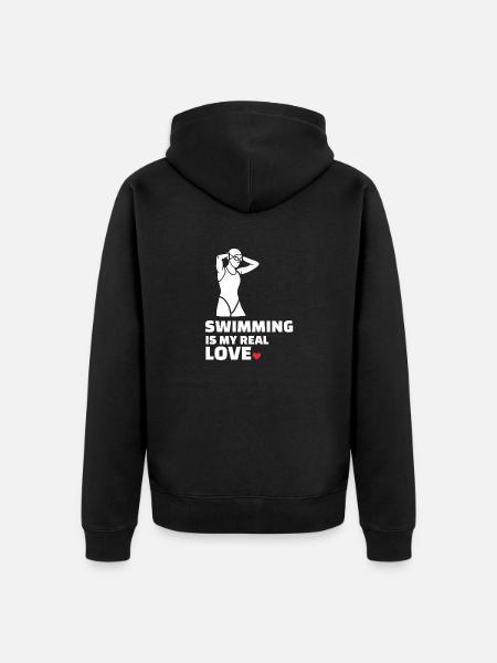 Ich Liebe Schwimmen - Unisex Premium Bio Zip Hoodie - Schwarz