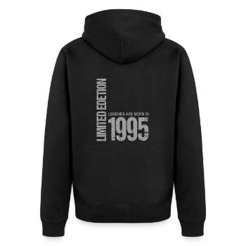 28. Geburtstag Damen Herren 28 Jahre 1995 Lustig - Unisex Premium Bio Zip Hoodie - Schwarz - Hinten - Nico (187cm)
