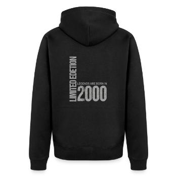 23. Geburtstag Damen Herren 23 Jahre 2000 Lustig - Unisex Premium Bio Zip Hoodie - Schwarz - Hinten - Nico (187cm)
