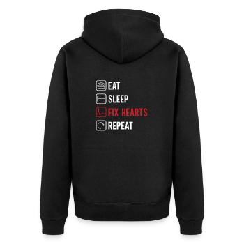 Kardiologie Krankenschwester Kardiologe - Unisex Premium Bio Zip Hoodie - Schwarz - Hinten - Nico (187cm)
