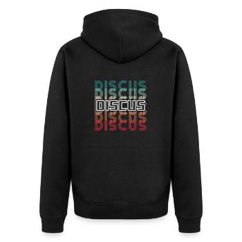 Diskus Athlete Vintage Retro Discus Werfer - Unisex Premium Bio Zip Hoodie - Schwarz - Hinten - Nico (187cm)