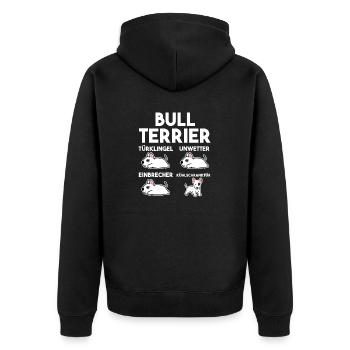 Hund Bull Terrier - Unisex Premium Bio Zip Hoodie - Schwarz - Hinten - Nico (187cm)