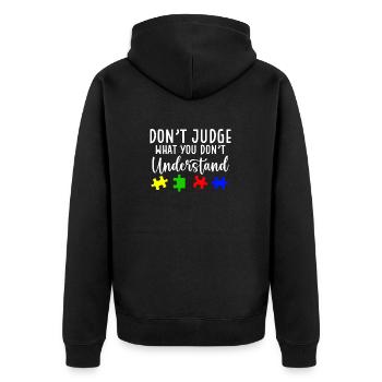 Sensibilisation à l’autisme – Ne jugez pas ce que - Veste à capuche bio Premium Unisexe - noir - Dos - Nico (187cm)