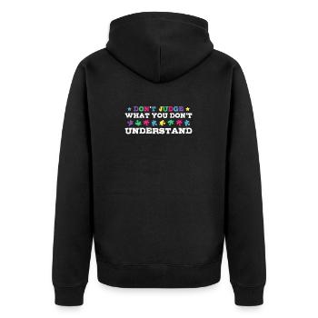 Sensibilisation à l’autisme – Ne jugez pas ce que - Veste à capuche bio Premium Unisexe - noir - Dos - Nico (187cm)