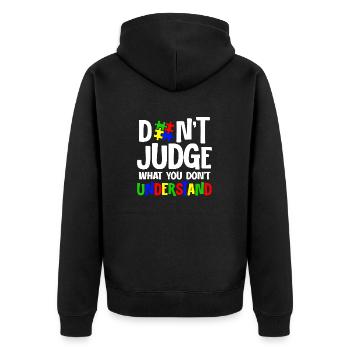 Autism Awareness – Don't Condemn What - Unisex Premium Organic Zip Hoodie - black - Back - Nico (187cm)