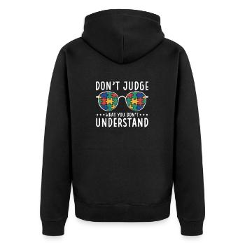 Sensibilisation à l’autisme – Ne jugez pas ce que - Veste à capuche bio Premium Unisexe - noir - Dos - Nico (187cm)