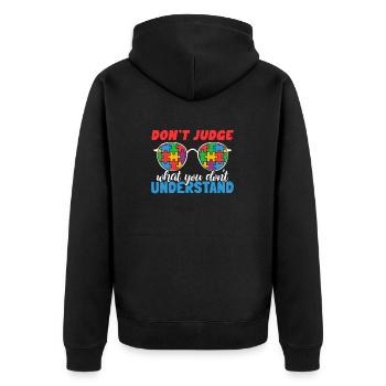 Sensibilisation à l’autisme – Ne jugez pas ce que - Veste à capuche bio Premium Unisexe - noir - Dos - Nico (187cm)