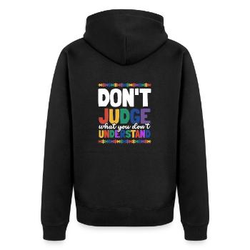 Sensibilisation à l’autisme – Ne jugez pas ce que - Veste à capuche bio Premium Unisexe - noir - Dos - Nico (187cm)