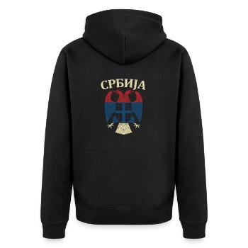Srbija Serbia Serbian Serbian Yugoslavija Belgrade - Unisex Premium Bio Zip Hoodie - Schwarz - Hinten - Nico (187cm)