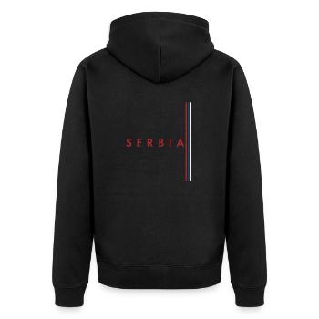 Belgrade Serbia Serbian Serbian Srbija Yugoslavija - Unisex Premium Bio Zip Hoodie - Schwarz - Hinten - Nico (187cm)