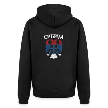 Srbija Serbia Serbian Serbian Yugoslavija Belgrade - Unisex Premium Bio Zip Hoodie - Schwarz - Hinten - Nico (187cm)