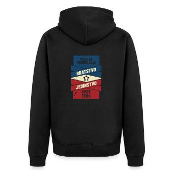 Srbija Serbian Serbia Serbian Yugoslavija Belgrade - Unisex Premium Bio Zip Hoodie - Schwarz - Hinten - Nico (187cm)