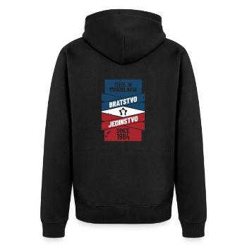 Srbija Serbian Serbia Serbian Yugoslavija Belgrade - Unisex Premium Bio Zip Hoodie - Schwarz - Hinten - Nico (187cm)