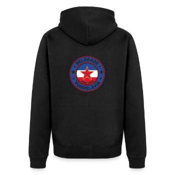 Yugoslavija Serbia Balkan Serbian Srbija Belgrade - Unisex Premium Bio Zip Hoodie - Schwarz - Hinten - Nico (187cm)