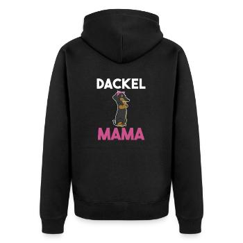 Hund Dackel Mama - Unisex Premium Bio Zip Hoodie - Schwarz - Hinten - Nico (187cm)