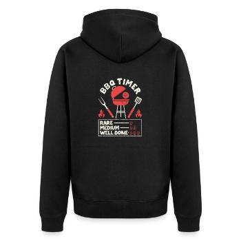BBQ Timer Rare Medium Well Barbecue Funny Grill - Unisex Premium Organic Zip Hoodie - black - Back - Nico (187cm)