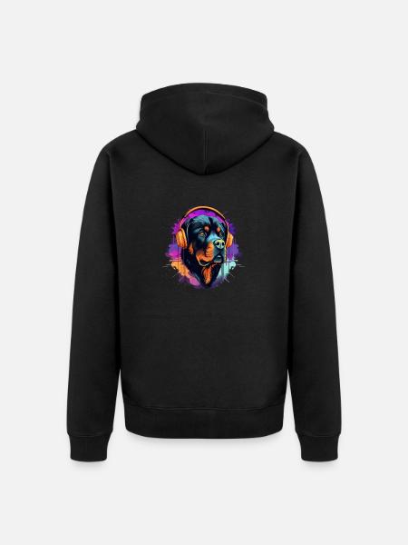 Rottweiler in Synth Wave Style - Unisex Premium Organic Zip Hoodie - black