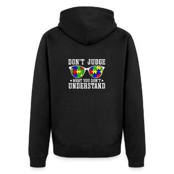 Autism Awareness – Don't Condemn What - Unisex Premium Organic Zip Hoodie - black - Back - Nico (187cm)