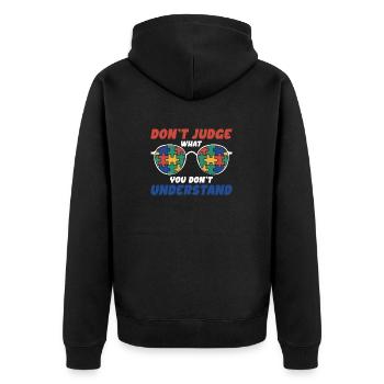 Autism Awareness – Don't Condemn What - Unisex Premium Organic Zip Hoodie - black - Back - Nico (187cm)