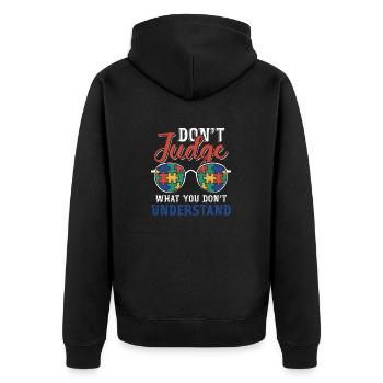 Autism Awareness – Don't Condemn What - Unisex Premium Organic Zip Hoodie - black - Back - Nico (187cm)