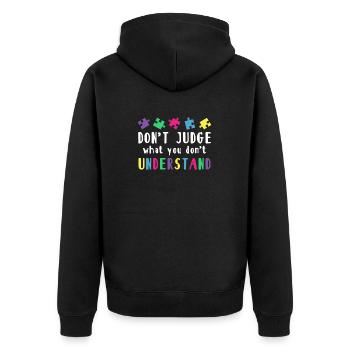 Autism Awareness – Don't Condemn What - Unisex Premium Organic Zip Hoodie - black - Back - Nico (187cm)