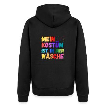Mein Kostüm ist in der Wäscherei Carnival Party - Unisex Premium Bio Zip Hoodie - Schwarz - Hinten - Nico (187cm)