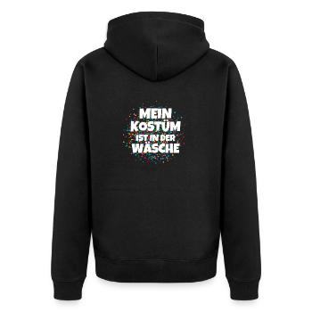 Mein Kostüm ist in der Wäscherei Carnival Party - Unisex Premium Bio Zip Hoodie - Schwarz - Hinten - Nico (187cm)