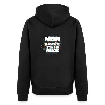 Mein Kostüm ist in der Wäscherei Carnival Party - Unisex Premium Bio Zip Hoodie - Schwarz - Hinten - Nico (187cm)