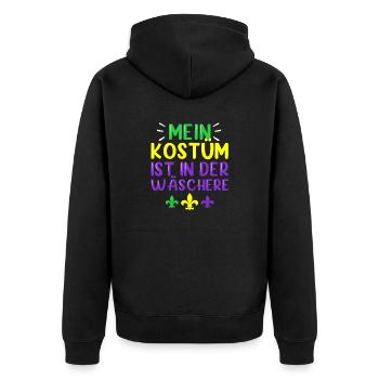 Mein Kostüm ist in der Wäscherei Carnival Party - Unisex Premium Bio Zip Hoodie - Schwarz - Hinten - Nico (187cm)