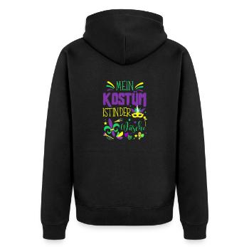 Mein Kostüm ist in der Wäscherei Carnival Party - Unisex Premium Bio Zip Hoodie - Schwarz - Hinten - Nico (187cm)