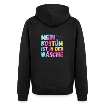 Mein Kostüm ist in der Wäscherei Carnival Party - Unisex Premium Bio Zip Hoodie - Schwarz - Hinten - Nico (187cm)