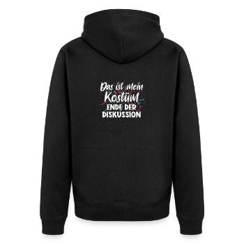 Mein Kostüm ist in der Wäscherei Carnival Party - Unisex Premium Bio Zip Hoodie - Schwarz - Hinten - Nico (187cm)
