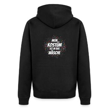 Mein Kostüm ist in der Wäscherei Carnival Party - Unisex Premium Bio Zip Hoodie - Schwarz - Hinten - Nico (187cm)