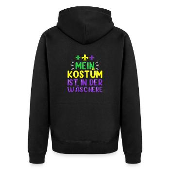 Mein Kostüm ist in der Wäscherei Carnival Party - Unisex Premium Bio Zip Hoodie - Schwarz - Hinten - Nico (187cm)